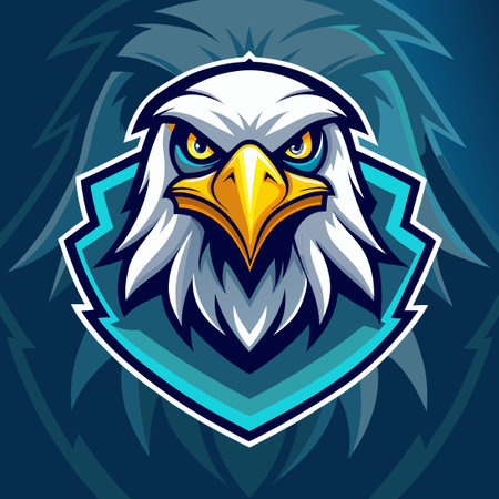 Modern Illustrated Mascot Logo Featuring an Eagle with Striking Designのイラスト素材