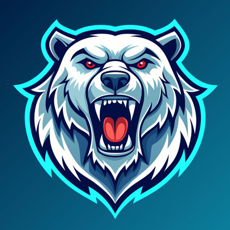 Epic Aggressive Polar Bear Zombie Mascot Logo Vector Illustration