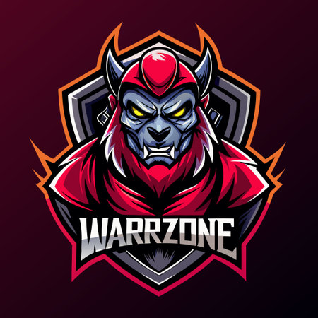 Fierce Esports Warzone Mascot Logo Emblazoned on a Dark Backgroundのイラスト素材
