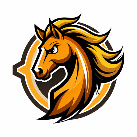 Energetic Fast Running Wild Horse Sports Mascot Logoのイラスト素材