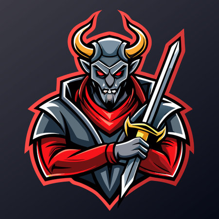 Fierce Demon Knight Logo and Streamer Template for Gamersのイラスト素材