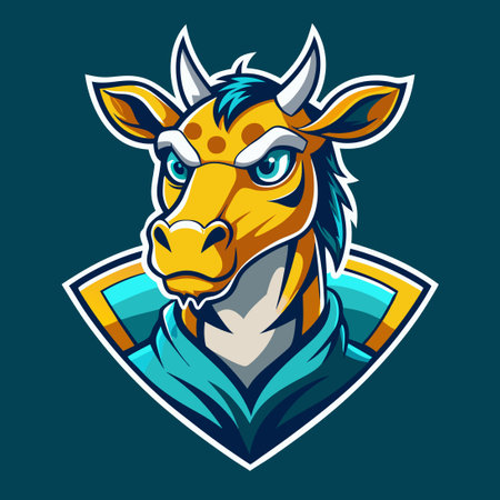 Majestic and Artistic Mascoting Giraffe with Unique Patternsのイラスト素材