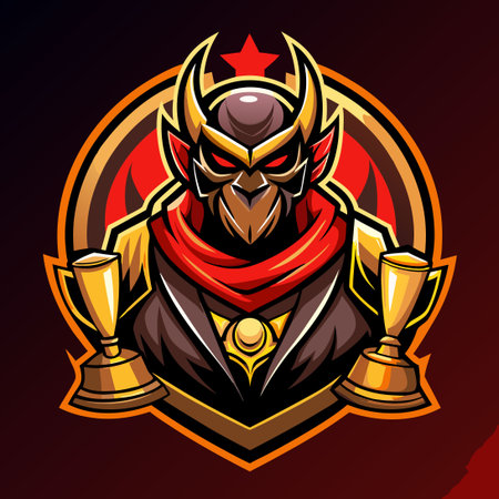 Elite Esports Champion Trophy Mascot with Striking Visualsのイラスト素材