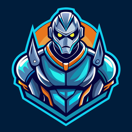 Futuristic Robot Man Mascot Character Logo Designのイラスト素材