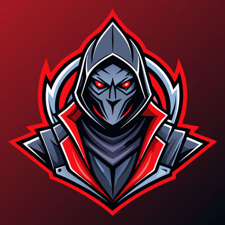 Futuristic Stealth Assassin Mascot Logo with Cyberpunk Elementsのイラスト素材