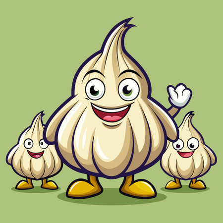 Delightful Garlic Mascot Vector Pack with Vibrant Charactersのイラスト素材