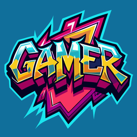 Editable Gamer Text Graffiti with Eye-Catching 3D Effectのイラスト素材