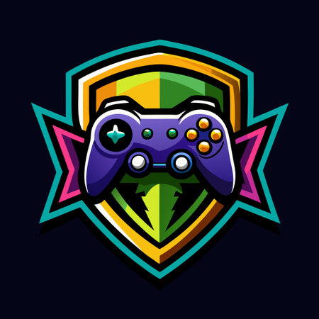 Vector Illustration of a Gaming Controller Logo with Intricate Designのイラスト素材