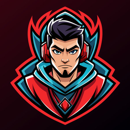 Futuristic Gamer Mascot Logo Vector Illustration for Esports, Gaming Teams, and Player Profilesのイラスト素材