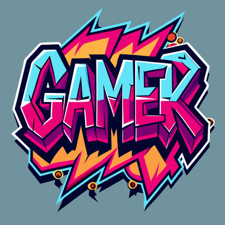 Editable Gamer Text Graffiti Effect for Customizable Typographyのイラスト素材
