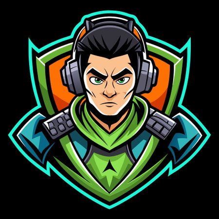 Gamer Mascot Logo Design Featuring a Dynamic Character with Number Threeのイラスト素材