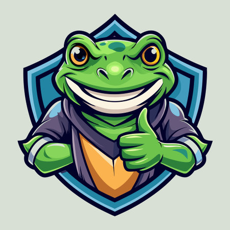 Vibrant Frog Mascot Logo Vector with Contemporary Illustrationのイラスト素材