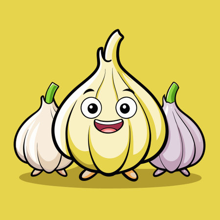 Diverse Garlic Character Set Vector Pack with Variety of Poses (2)のイラスト素材