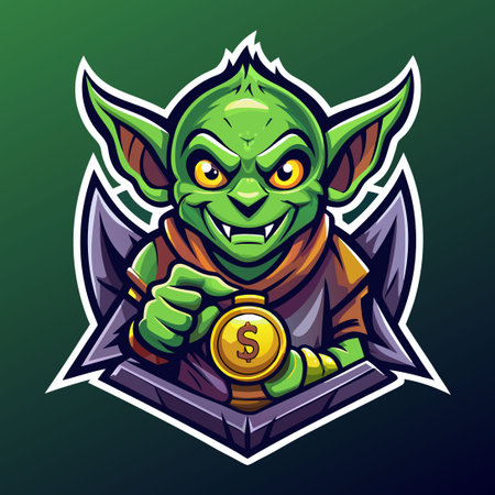 Green Goblin Mascot Logo Vector Illustration with Modern Design Elementsのイラスト素材