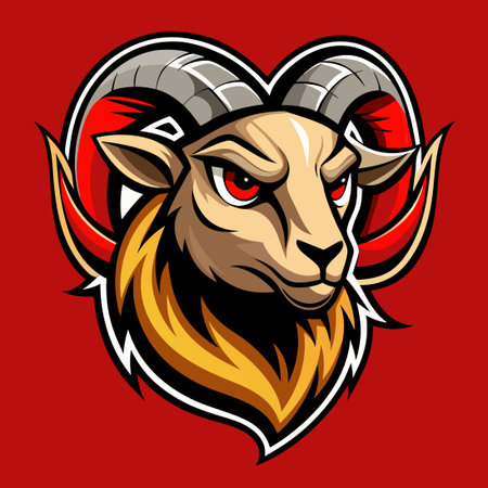 Fierce and Determined Goat Ram Esport Logo Mascot for Gaming Teamsのイラスト素材