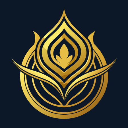 Golden Elegant Logo with a Flat, Modern Designのイラスト素材
