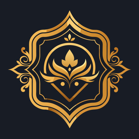 Golden Elegance: A Sophisticated Logo Framed in Opulent Linesのイラスト素材