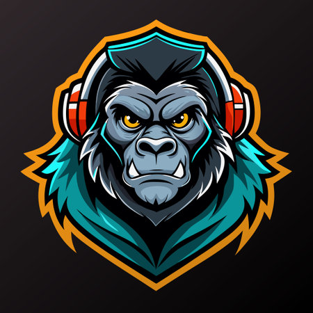 Fierce Gorilla Gamer Logo Mascot for E-sports or Gaming Teamのイラスト素材