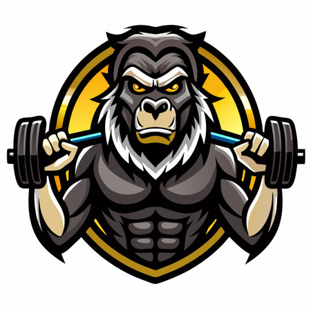 Empowering Gorilla Gym Logo Depicting Powerful Gorilla Liftのイラスト素材