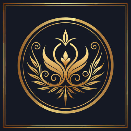 Exquisite Golden Logo Adorned with an Elegant Ornate Frameのイラスト素材