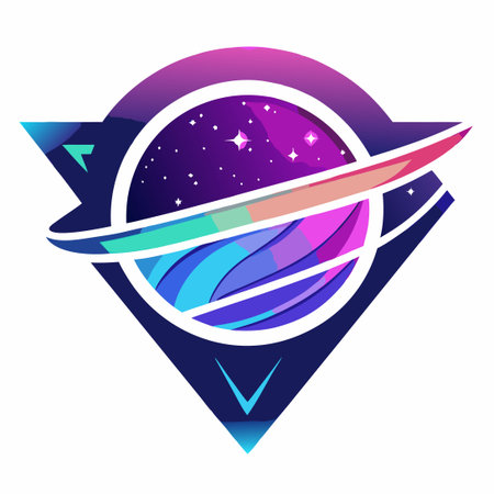 Mesmerizing Gradient-Hued Galaxy Logo with Swirling Colorsのイラスト素材