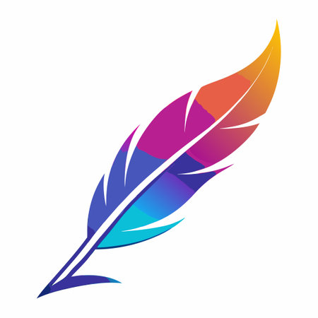 Gradient Quill Pen Logo Template with Six Color Optionsのイラスト素材