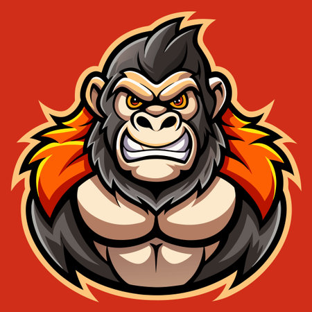 Smoking Gorilla Kong Mascot Logo Design in Cartoon Style