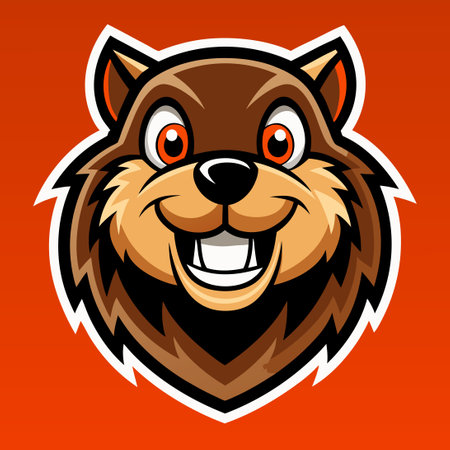 Cheerful Gopher Mascot Head Logo in a Modern Style for Sports and School Teamsのイラスト素材