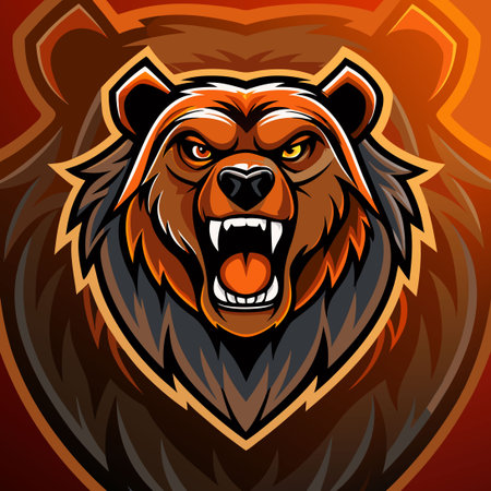 Mode-ified Grizzly Bear Mascot Logo Vector with Detailed Featuresのイラスト素材