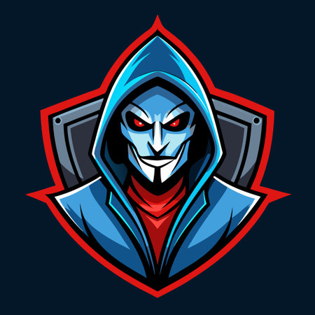 Playful Hacker Mascot Character in Hoodie with Anonymous Mask Illustrationのイラスト素材