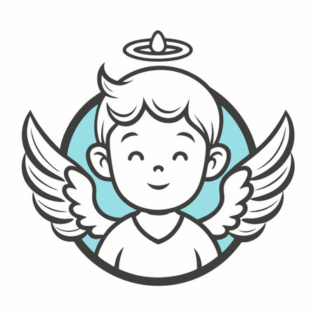 Hand-Drawn Cherub Logo Template for Angelic and Celestial Designsのイラスト素材