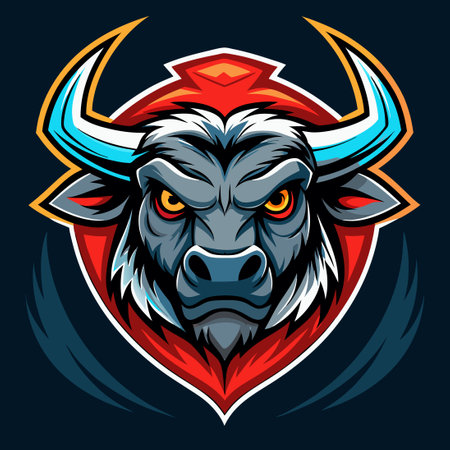 Fierce and Mighty Bull Mascot Logo for E-Sports Gaming Teamsのイラスト素材
