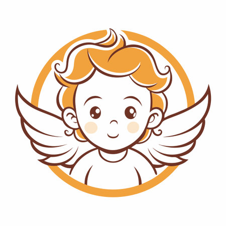 Adorable Hand-Drawn Baby Angel Logo Template for Personalizationのイラスト素材