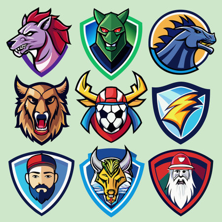 Array of Vibrant Sports Logos and Emblems for Team Spirit and Athleticism (10)のイラスト素材