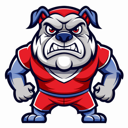 Ferocious Angry Bulldog Mascot Cartoon Character with Sharp Teethのイラスト素材
