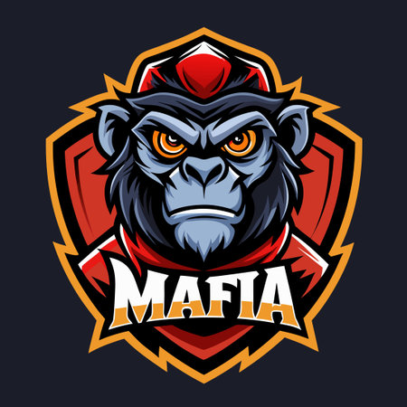 Illustrative Vector Graphic Featuring a Monkey Mafia Mascot with a Modern Designのイラスト素材