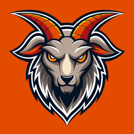 Energetic Vector Illustration of a Goat Head Mascot Ready to Chargeのイラスト素材