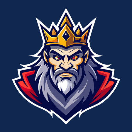 Regal Mascot King Logo with Crown in Vector Graphic Illustrationのイラスト素材