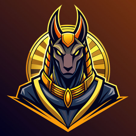 Ancient Egyptian God Anubis Logo Design Mascot Representing Afterlife and Embalmingのイラスト素材