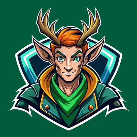 Festive Elf and Reindeer Mascot Illustration for Holiday Cheerのイラスト素材