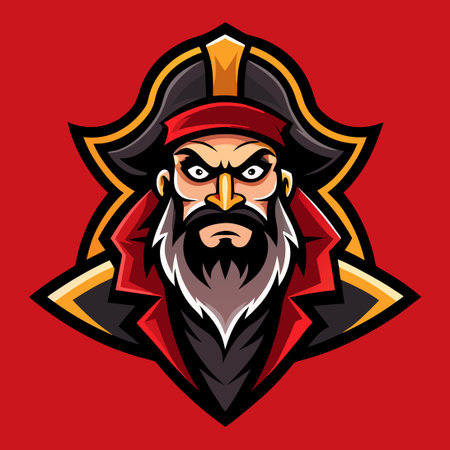 Eye-Catching Vector Illustration of a Pirate Mascot Logo with Swordのイラスト素材