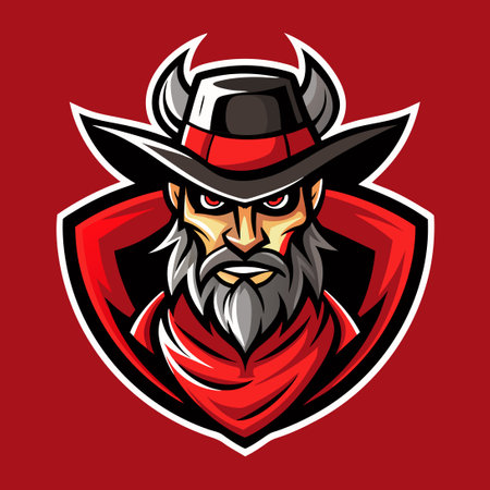 Vector Graphic of a Cowboy Riding a Horse in Dynamic Pose for Logo Design (3)のイラスト素材