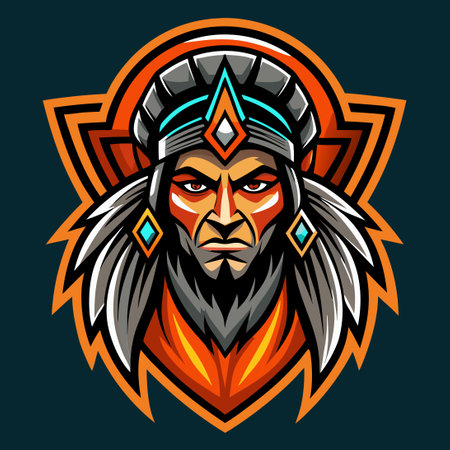 Modern Artistic Indian Mascot Logo with Intricate Illustrative Detailsのイラスト素材