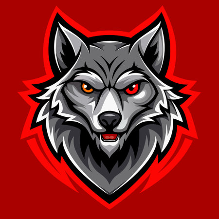 Majestic Gray Wolf Mascot Logo Design with Detailed Vector Graphicsのイラスト素材