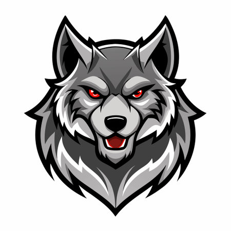 Majestic Grey Wolf Mascot Logo Vector Illustrationのイラスト素材