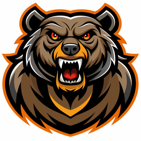 Imposing Vector Bear Mascot Logo Ideal for Sports Teams and Brandsのイラスト素材
