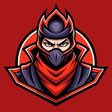 Illustrative Vector Graphic Mascot Logo Featuring a Stealthy Ninja in a Dynamic Poseのイラスト素材