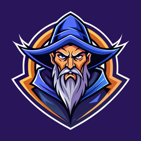 Magical Wizard Mascot Logo in Vector Graphic Illustrationのイラスト素材
