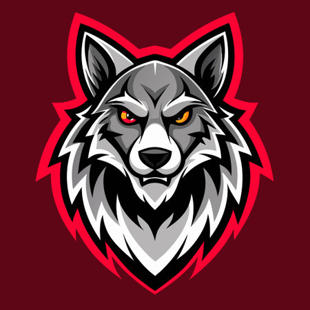 Fierce Vector Graphic Wolf Mascot Logo with Pennant Bannerのイラスト素材