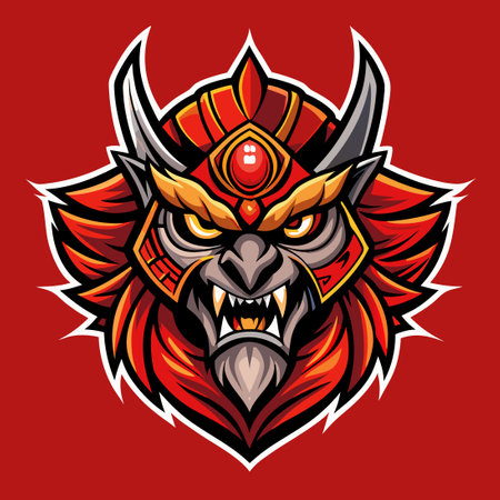 Premium Japanese Tengu Mask Mascot Logo Template for Brands and Designersのイラスト素材